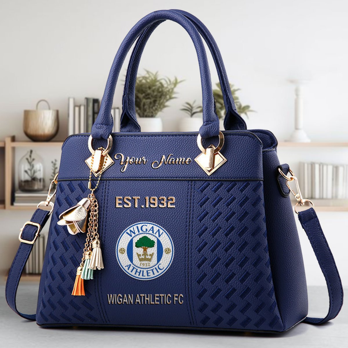 Wigan Athletic Crossbody Zip Handbag With Tassel Custom Name For Women - Image 4