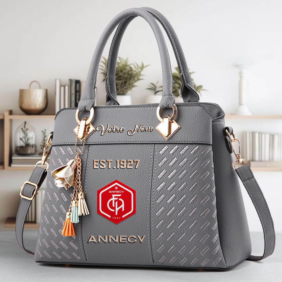 FC Annecy Crossbody Zip Handbag With Tassel Custom Name For Women - Image 5