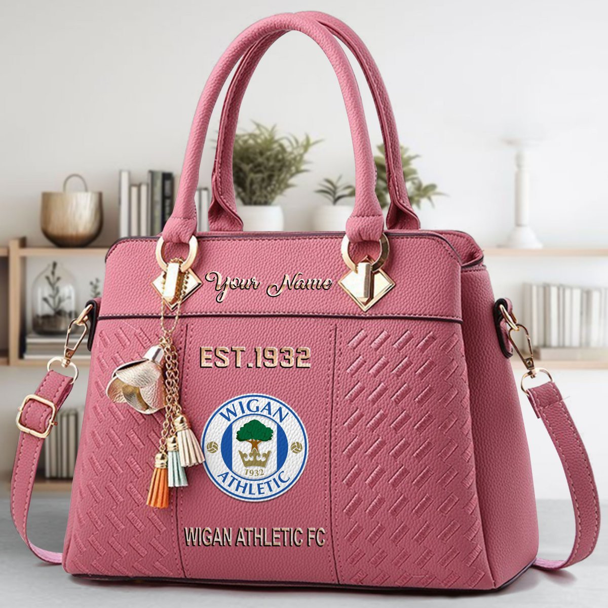 Wigan Athletic Crossbody Zip Handbag With Tassel Custom Name For Women - Image 6