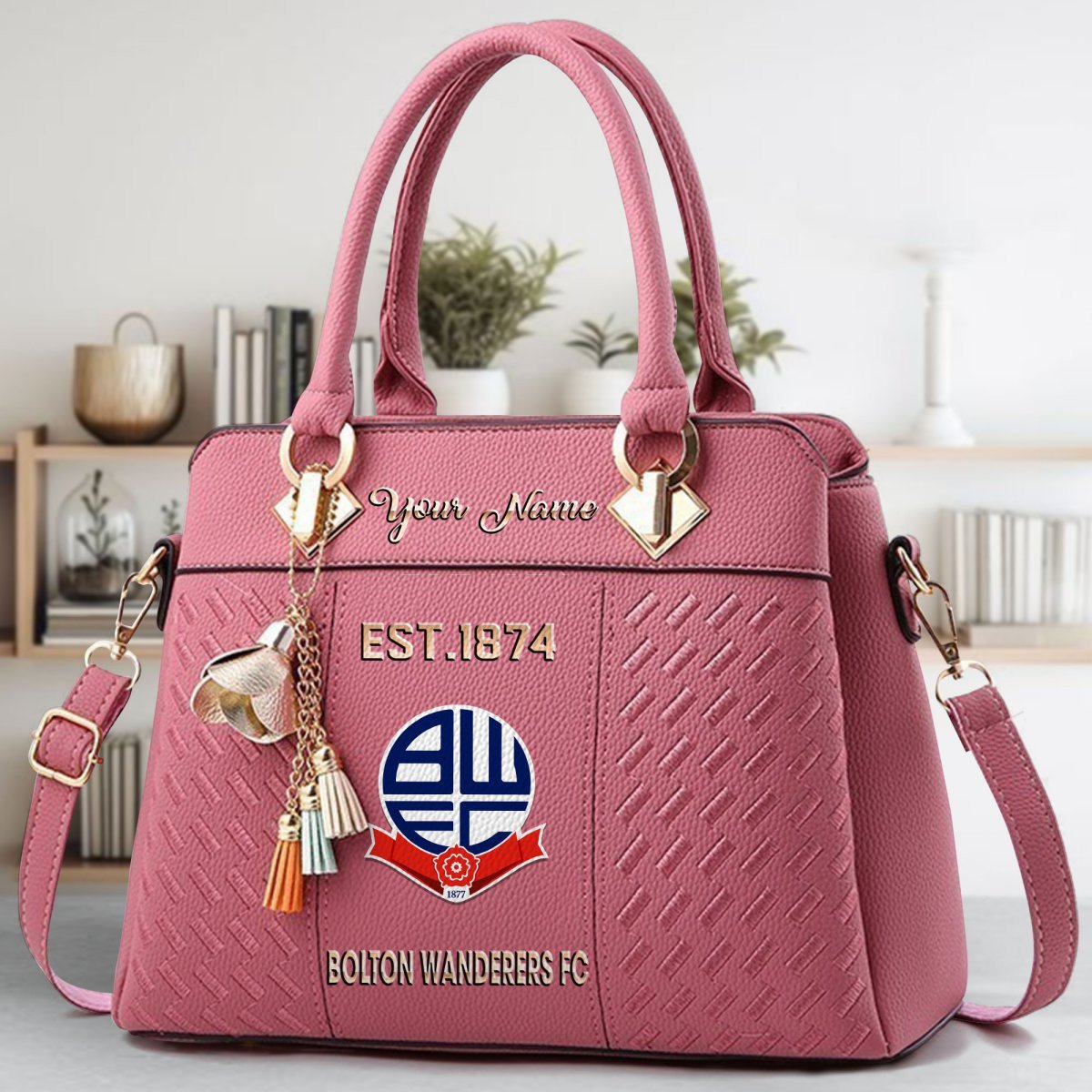 Bolton Wanderers Crossbody Zip Handbag With Tassel Custom Name For Women - Image 6
