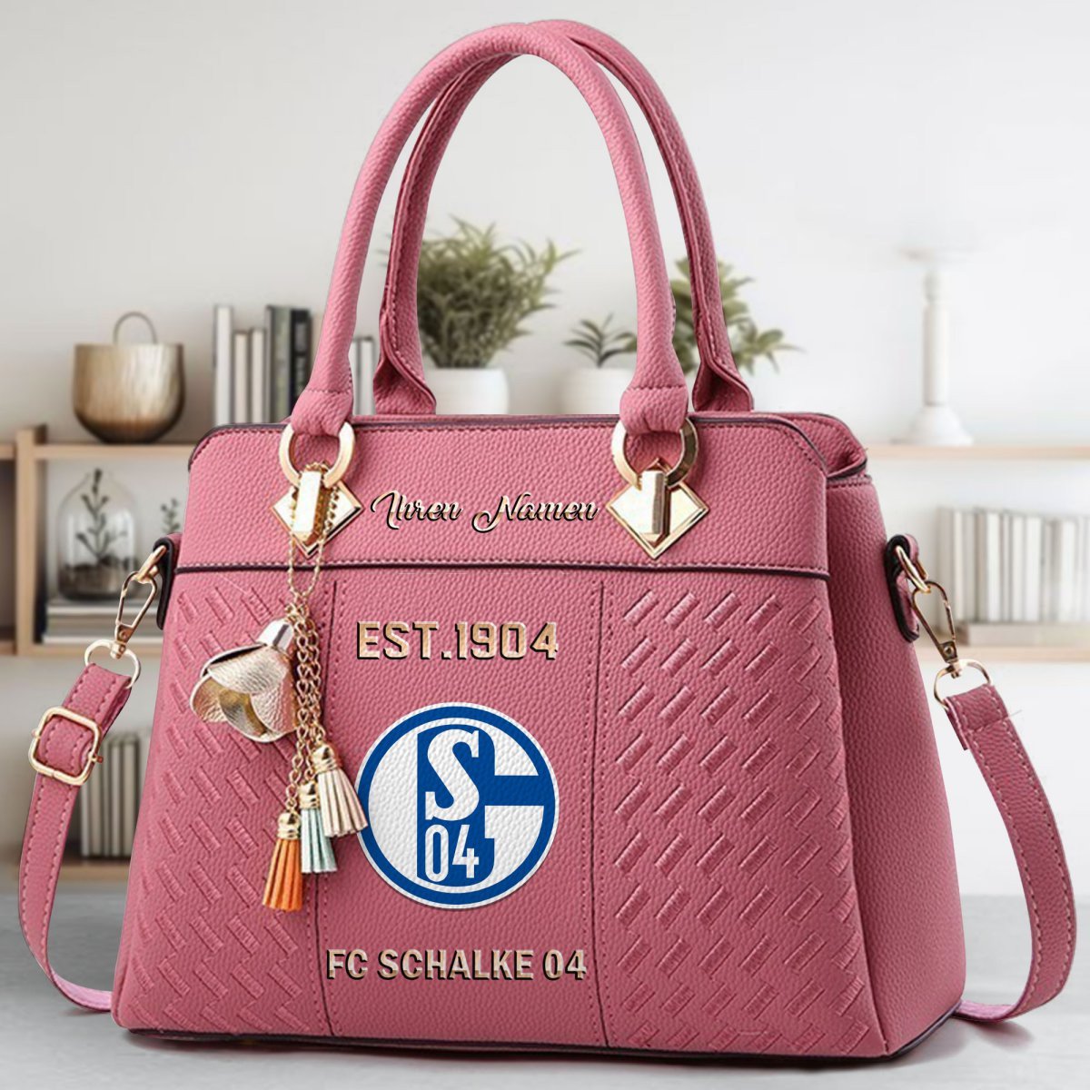 Schalke 04 Crossbody Zip Handbag With Tassel Custom Name For Women - Image 6