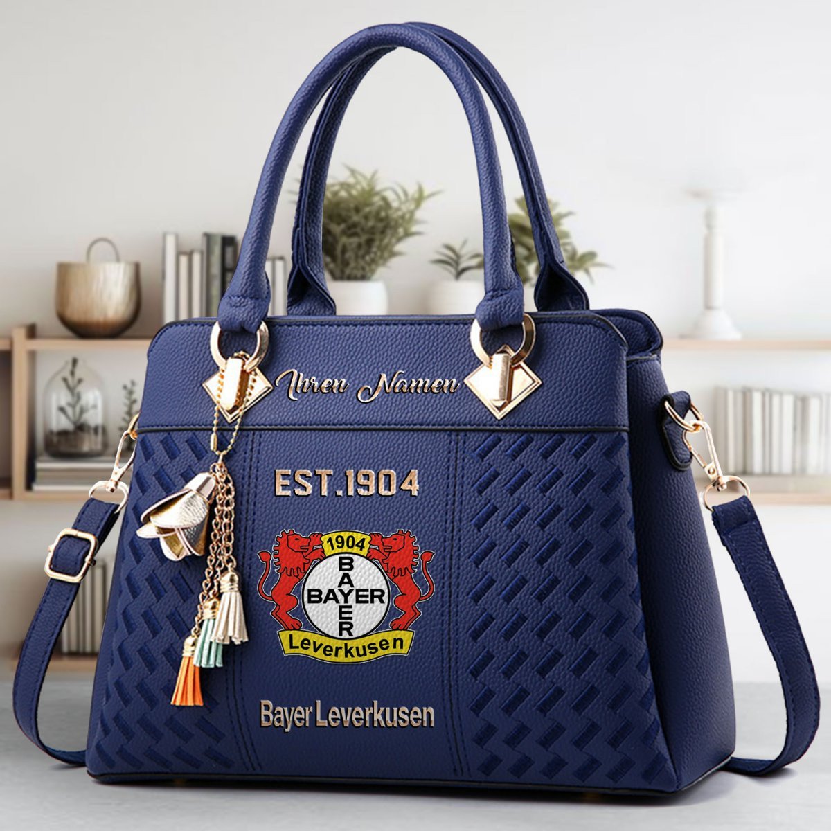 Bayer 04 Leverkusen Crossbody Zip Handbag With Tassel Custom Name For Women - Image 3