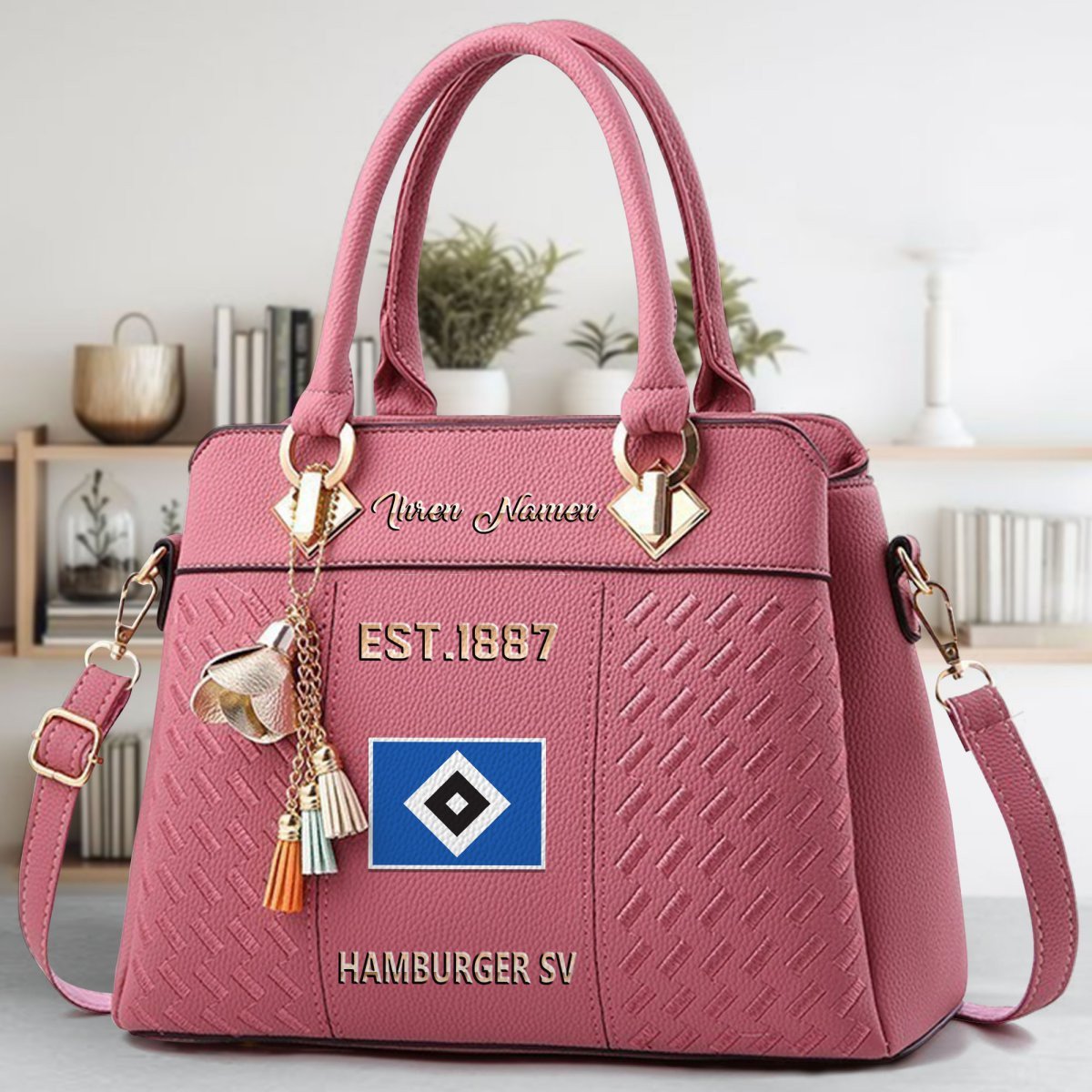 Hamburger SV Crossbody Zip Handbag With Tassel Custom Name For Women - Image 6