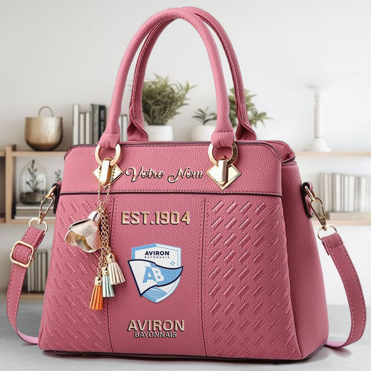 Aviron Bayonnais Crossbody Zip Handbag With Tassel Custom Name For Women - Image 6
