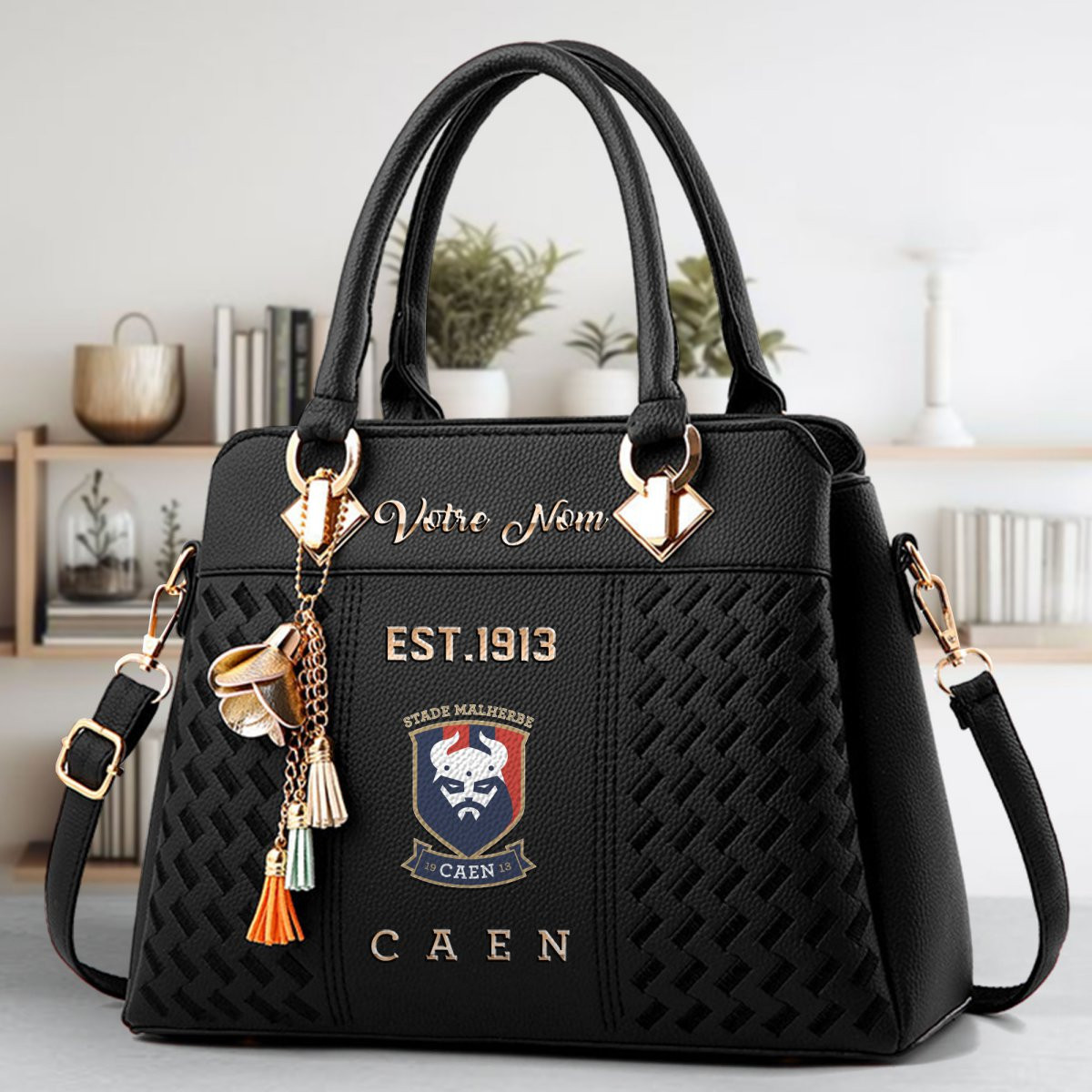 Stade Malherbe Caen Crossbody Zip Handbag With Tassel Custom Name For Women - Image 2
