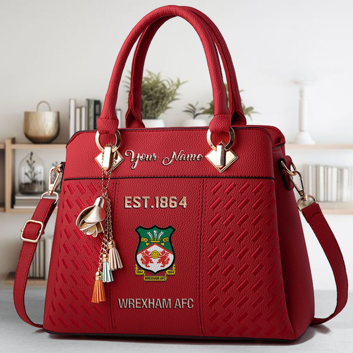 Wrexham AFC Crossbody Zip Handbag With Tassel Custom Name For Women - Image 3