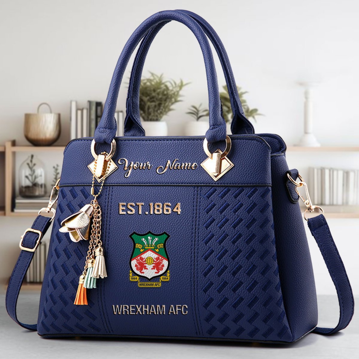 Wrexham AFC Crossbody Zip Handbag With Tassel Custom Name For Women - Image 4