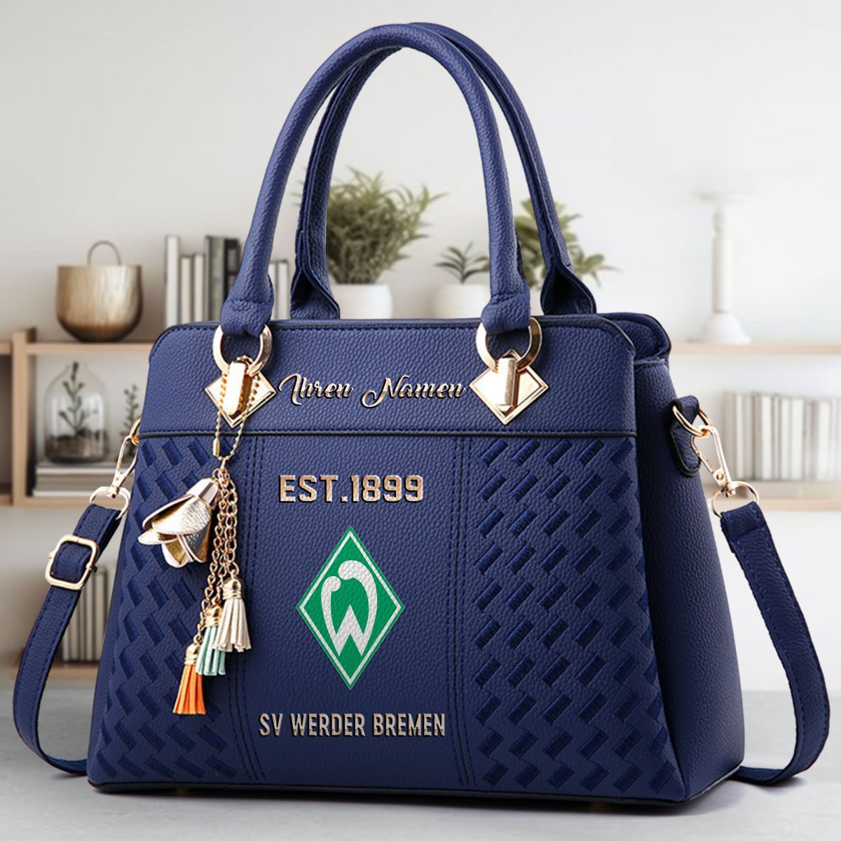 Werder Bremen Crossbody Zip Handbag With Tassel Custom Name For Women - Image 4