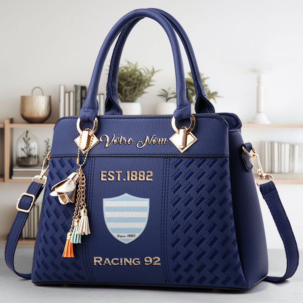 Racing 92 Crossbody Zip Handbag With Tassel Custom Name For Women - Image 4