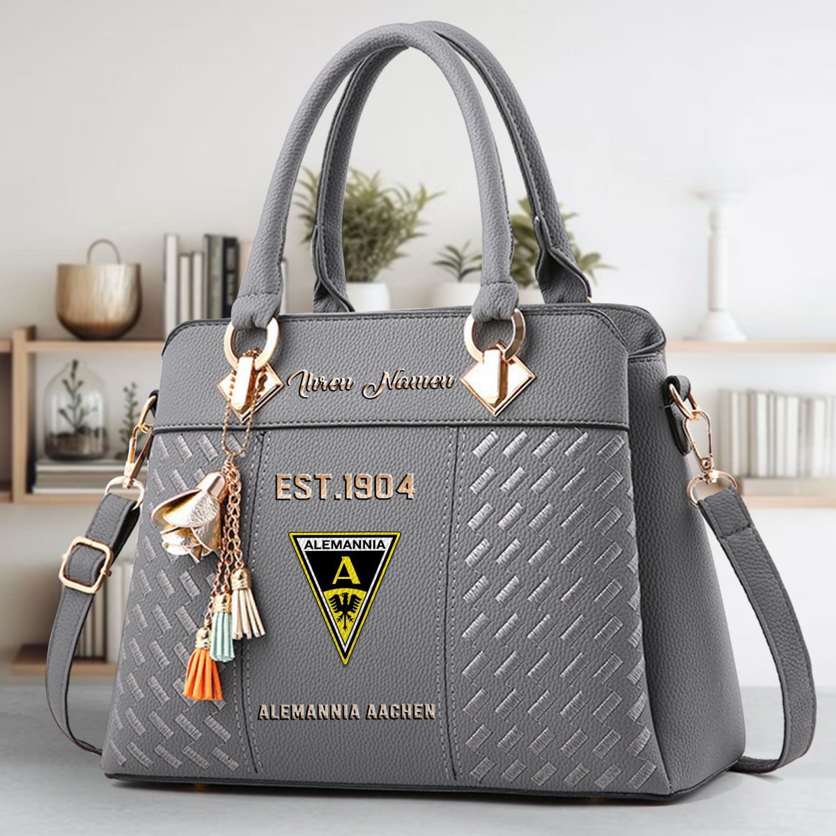 Alemannia Aachen Crossbody Zip Handbag With Tassel Custom Name For Women - Image 5