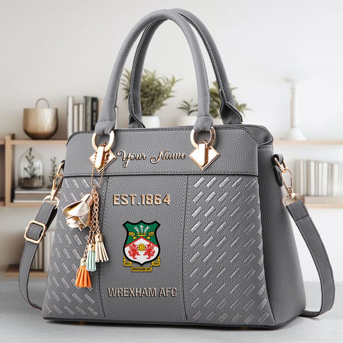 Wrexham AFC Crossbody Zip Handbag With Tassel Custom Name For Women - Image 5
