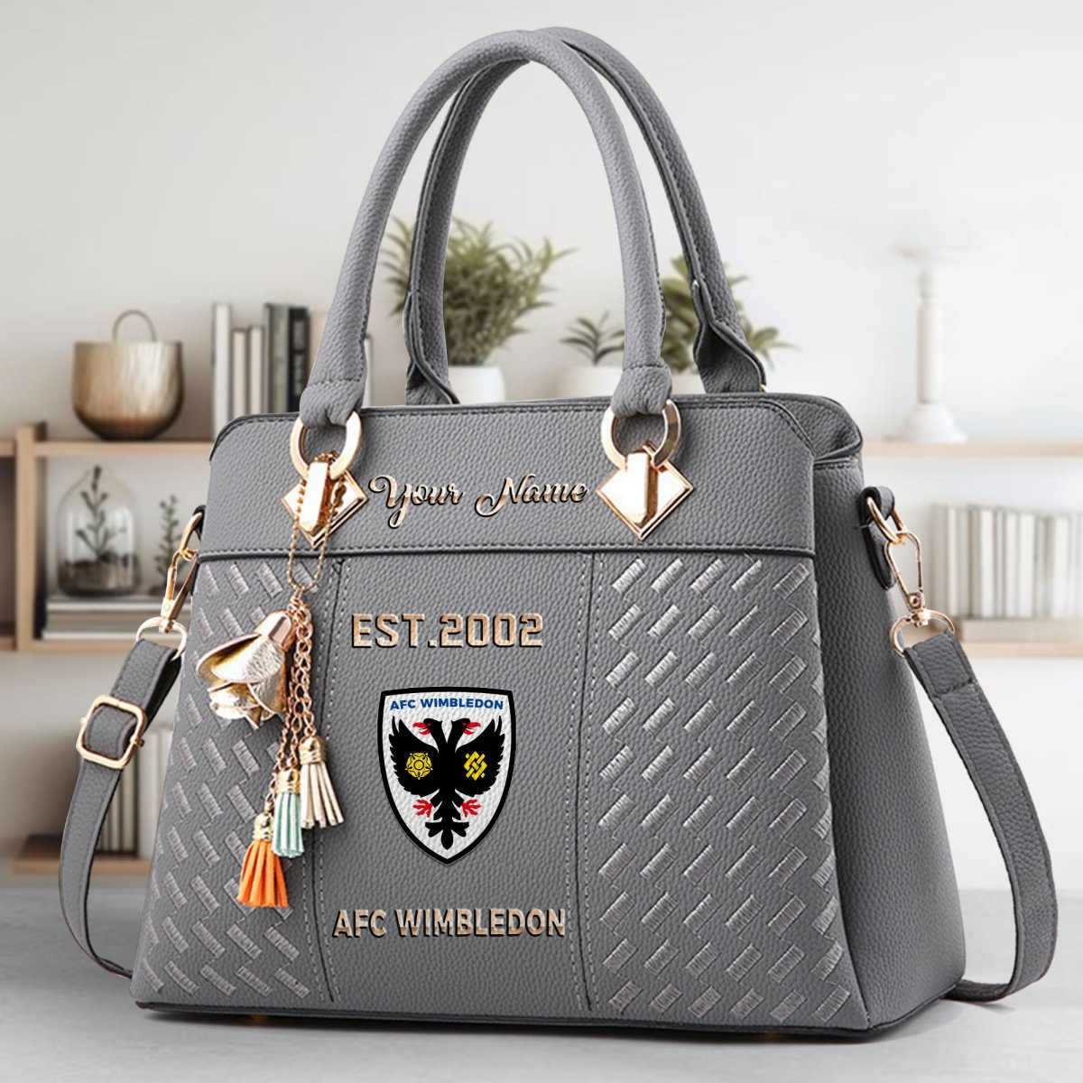 AFC Wimbledon Crossbody Zip Handbag With Tassel Custom Name For Women - Image 5