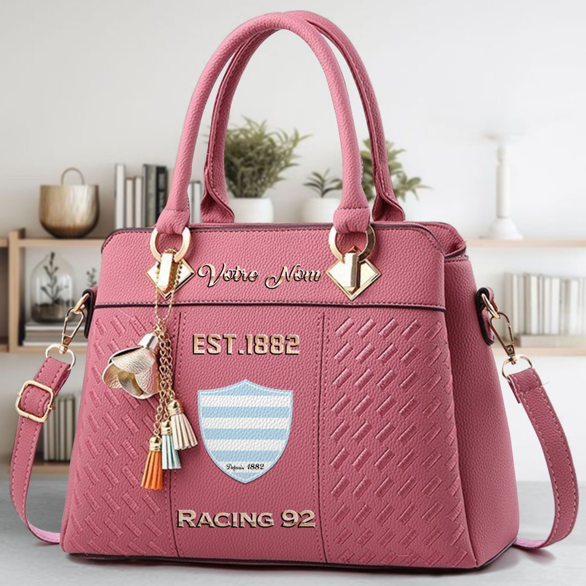 Racing 92 Crossbody Zip Handbag With Tassel Custom Name For Women - Image 6