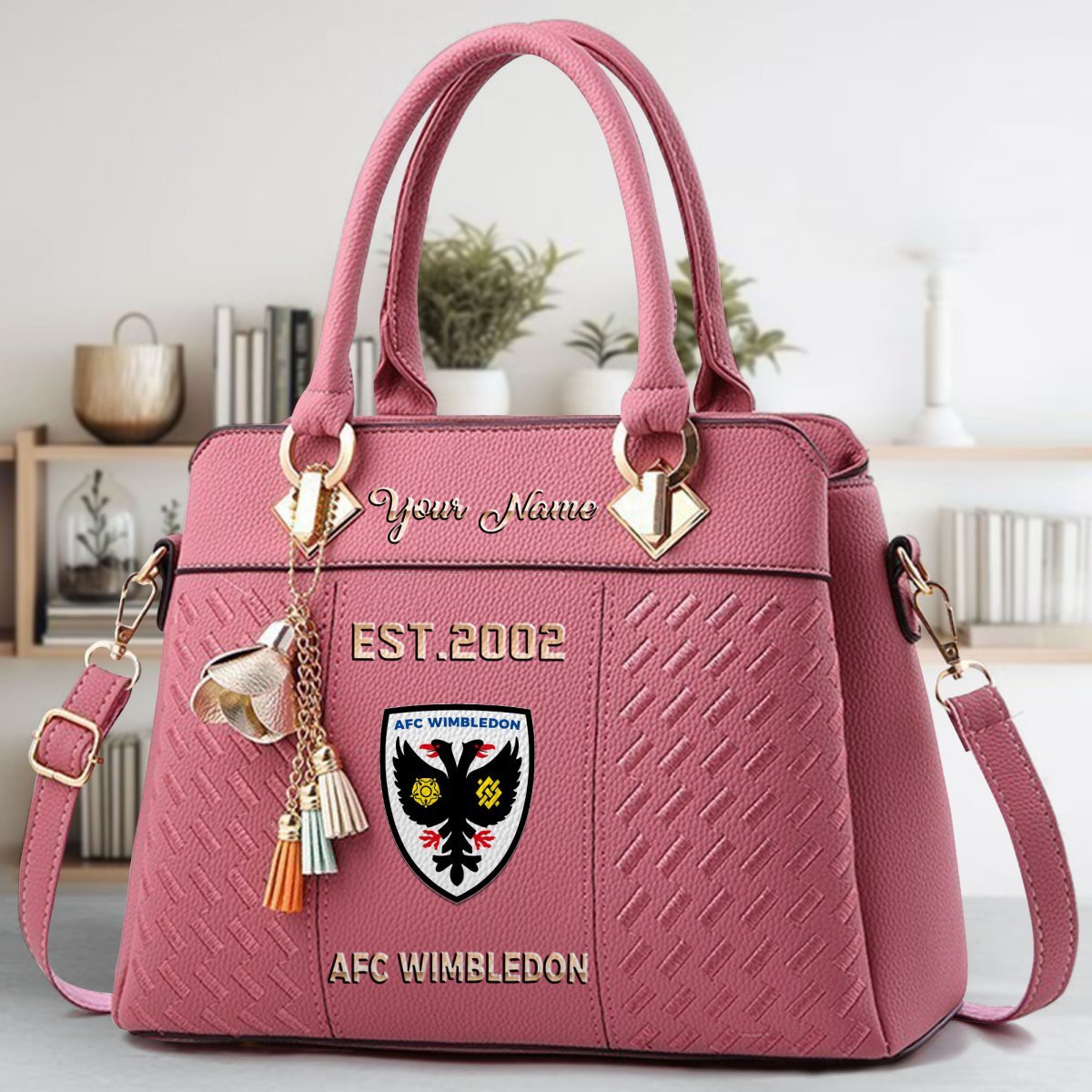 AFC Wimbledon Crossbody Zip Handbag With Tassel Custom Name For Women - Image 6