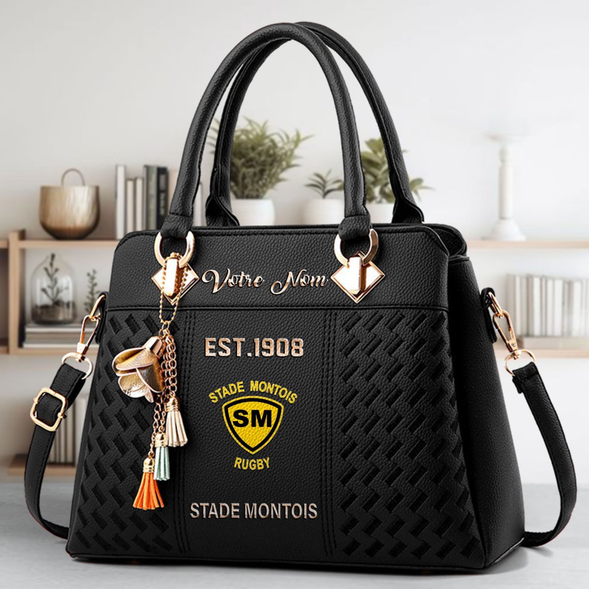 Stade Montois Rugby Crossbody Zip Handbag With Tassel Custom Name For Women - Image 2