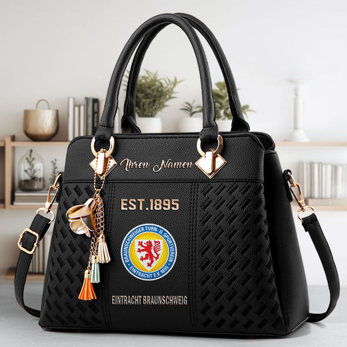 Eintracht Braunschweig Crossbody Zip Handbag With Tassel Custom Name For Women - Image 2