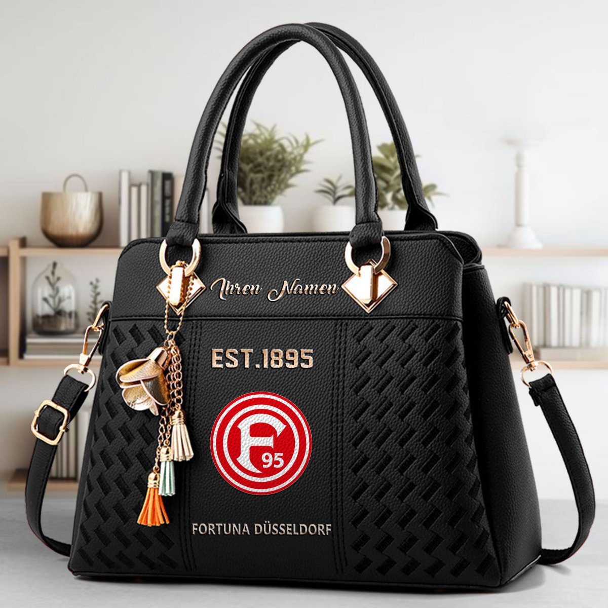 Fortuna Dusseldorf Crossbody Zip Handbag With Tassel Custom Name For Women - Image 2
