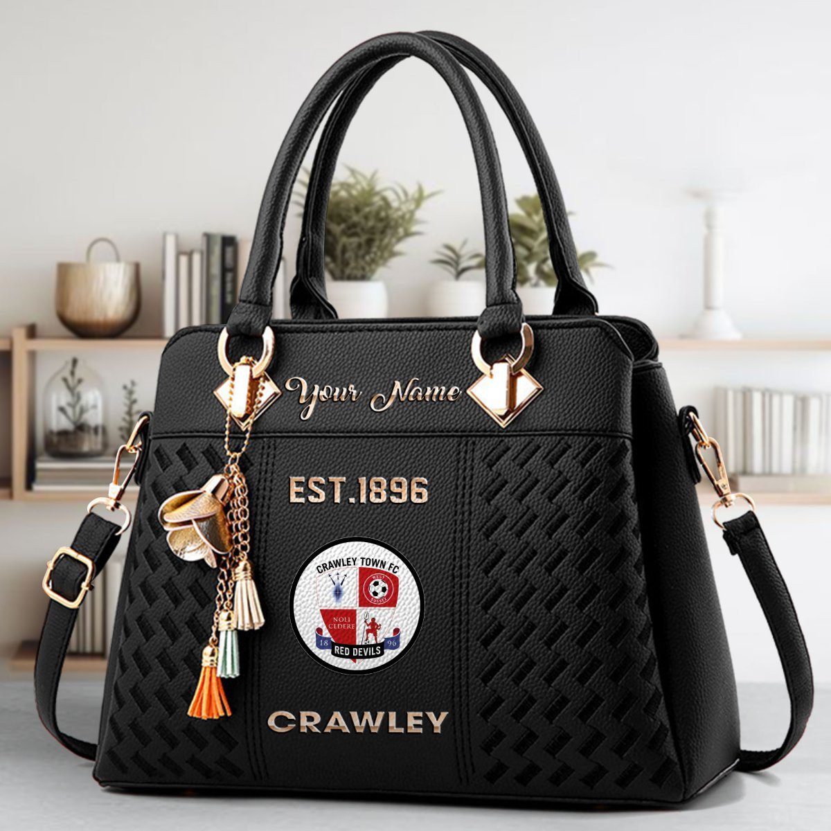 Crawley Town Crossbody Zip Handbag With Tassel Custom Name For Women - Image 2