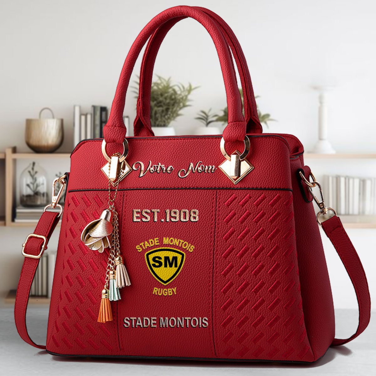 Stade Montois Rugby Crossbody Zip Handbag With Tassel Custom Name For Women - Image 3