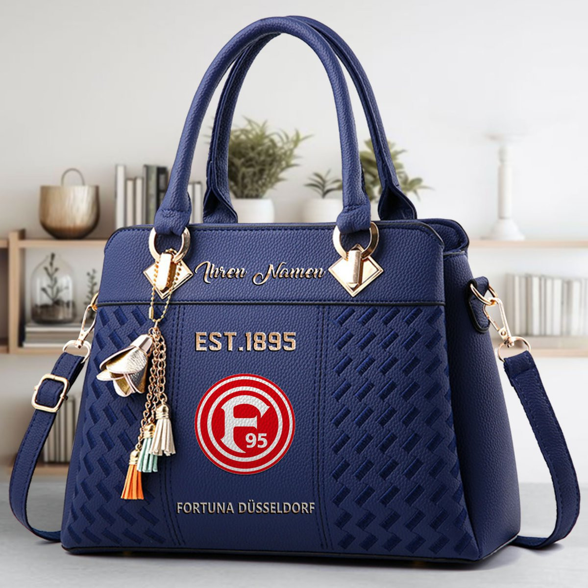 Fortuna Dusseldorf Crossbody Zip Handbag With Tassel Custom Name For Women - Image 3