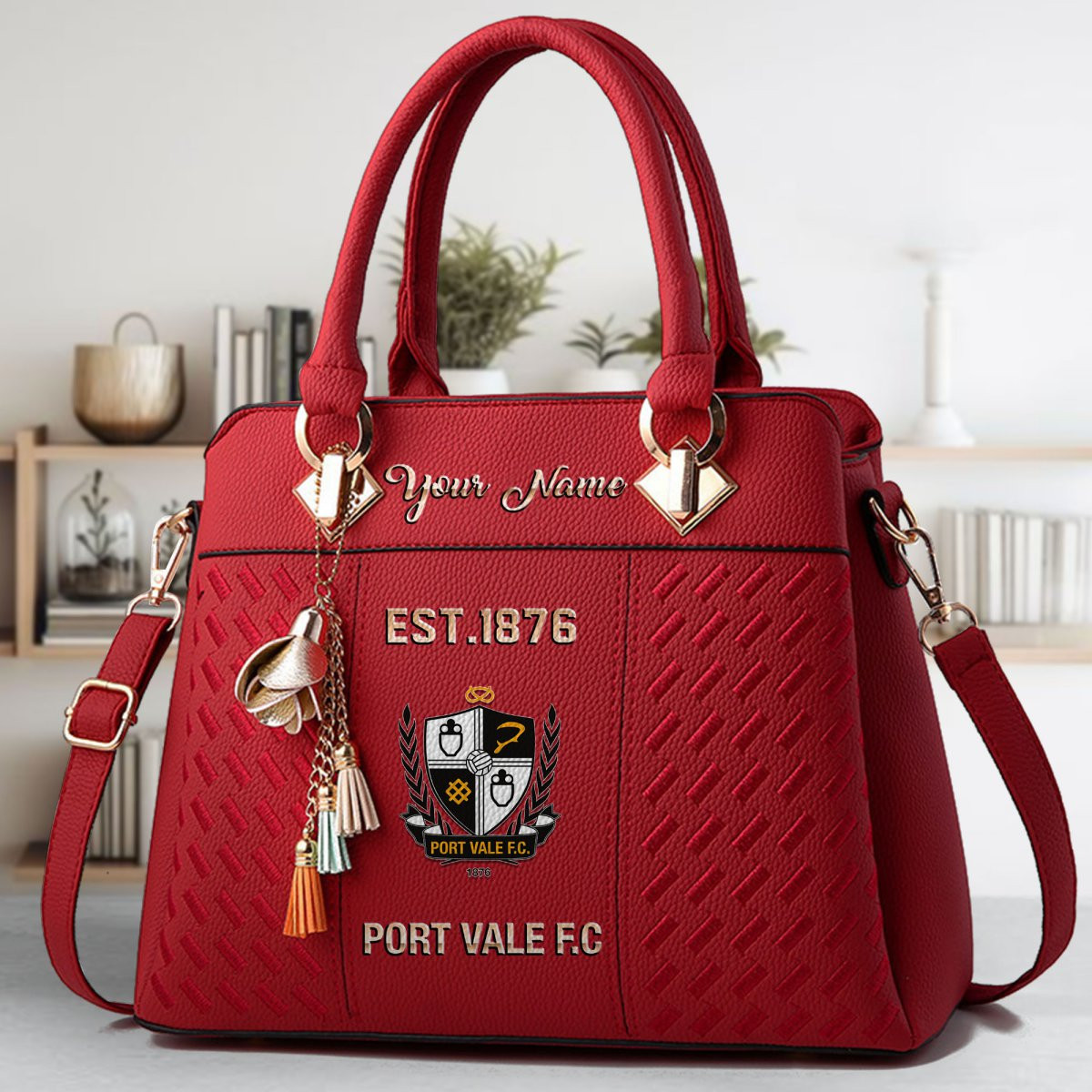Port Vale Crossbody Zip Handbag With Tassel Custom Name For Women - Image 3