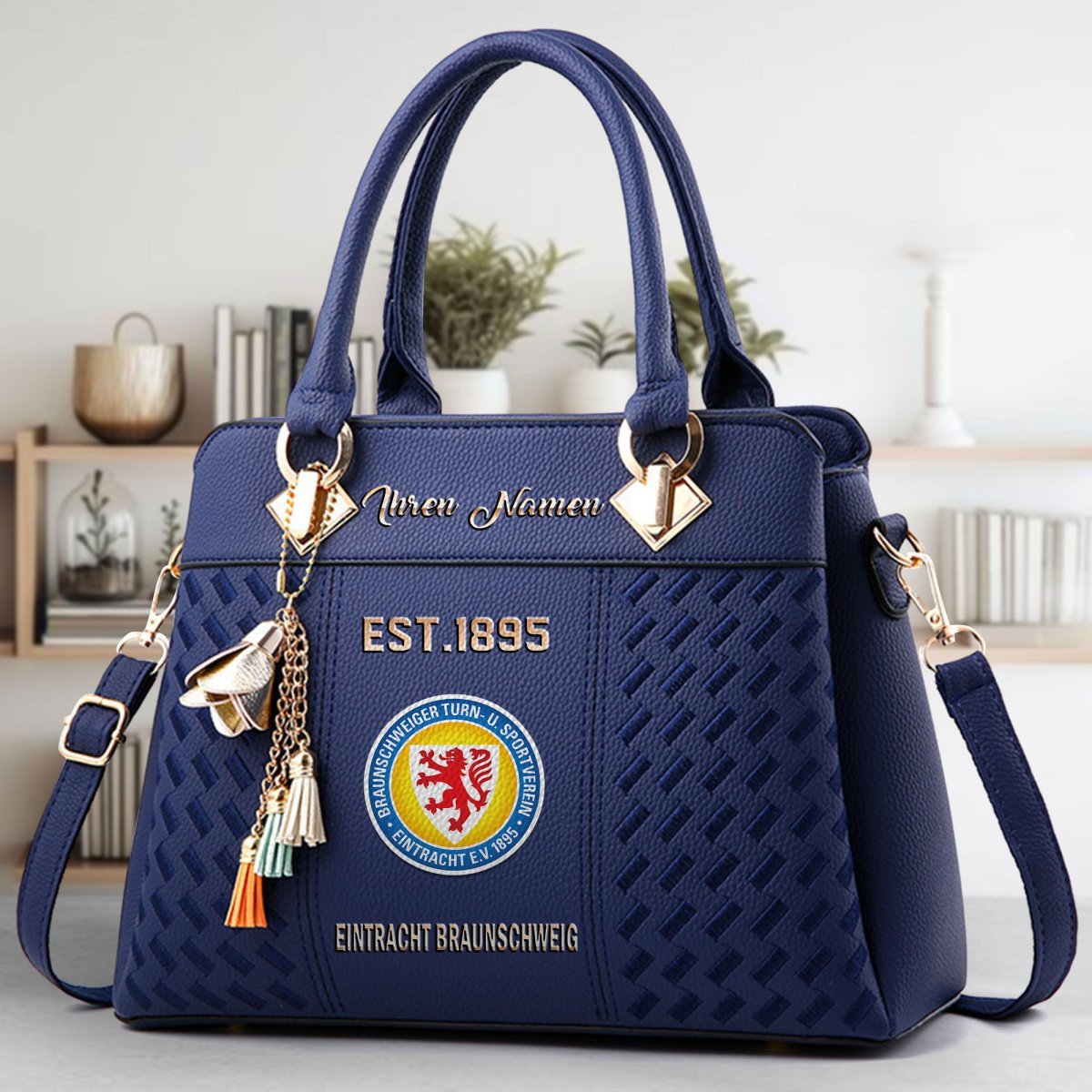 Eintracht Braunschweig Crossbody Zip Handbag With Tassel Custom Name For Women - Image 4
