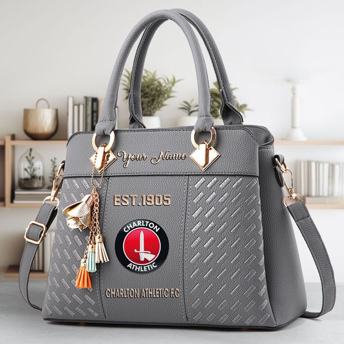 Charlton Athletic Crossbody Zip Handbag With Tassel Custom Name For Women - Image 5