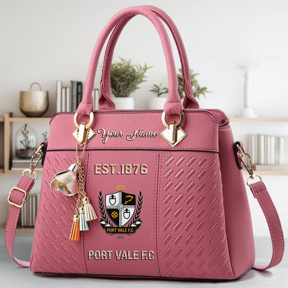 Port Vale Crossbody Zip Handbag With Tassel Custom Name For Women - Image 6