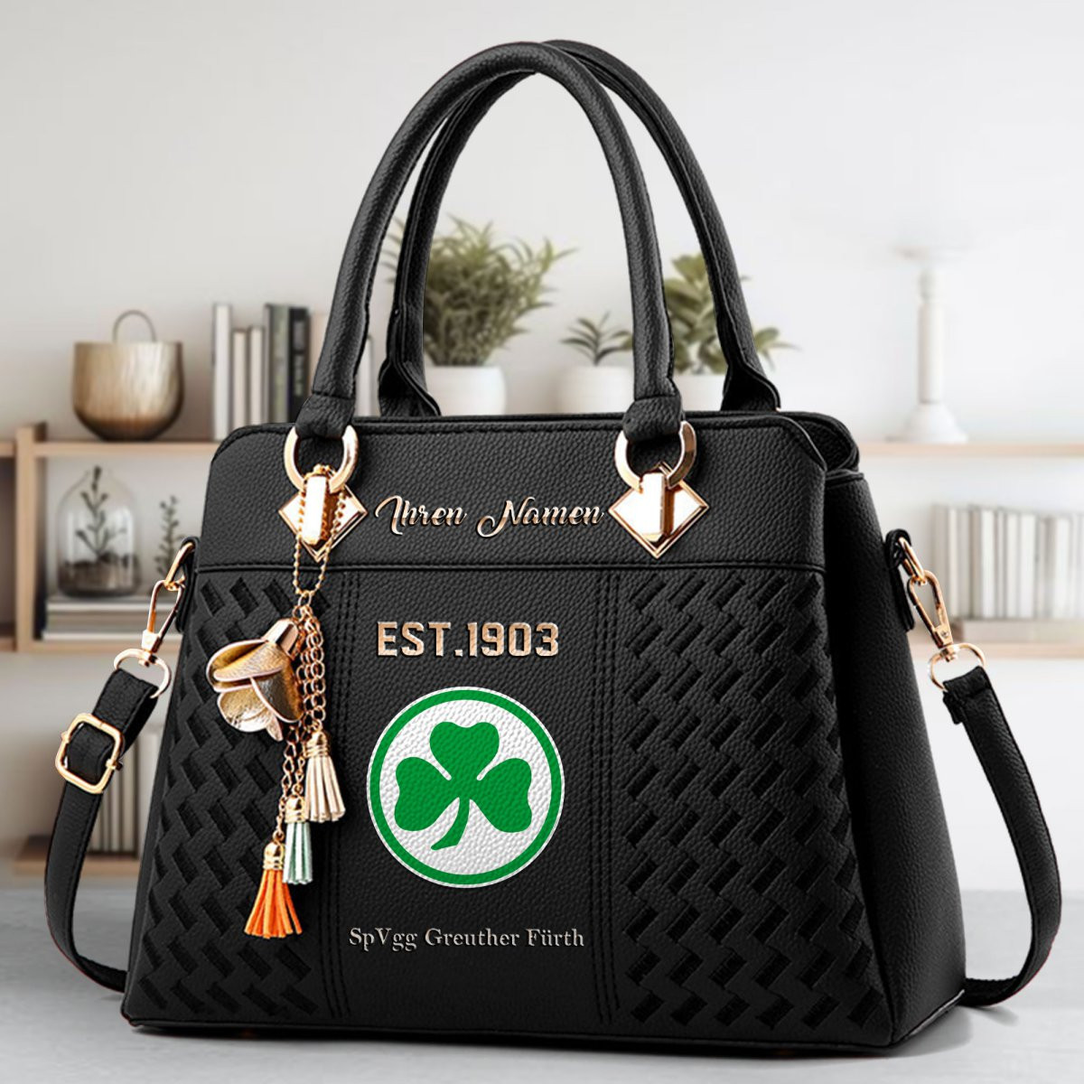 SpVgg Greuther Furth Crossbody Zip Handbag With Tassel Custom Name For Women - Image 2