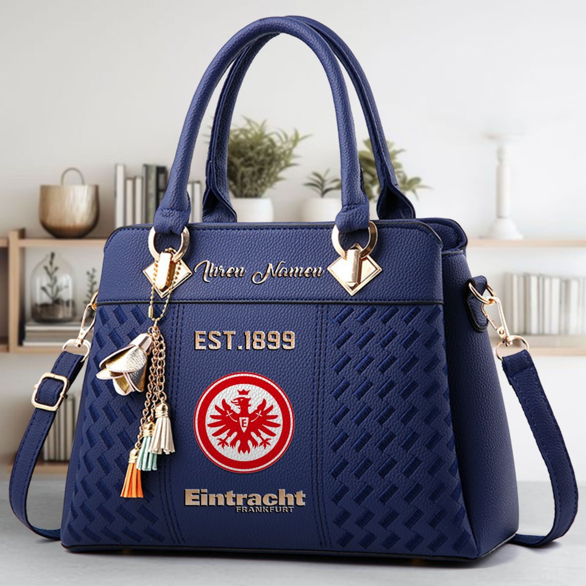 Eintracht Frankfurt Crossbody Zip Handbag With Tassel Custom Name For Women - Image 3