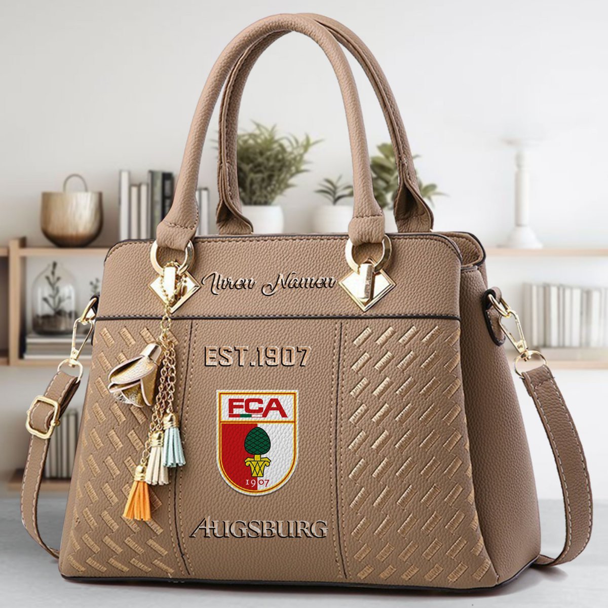 FC Augsburg Crossbody Zip Handbag With Tassel Custom Name For Women - Image 4