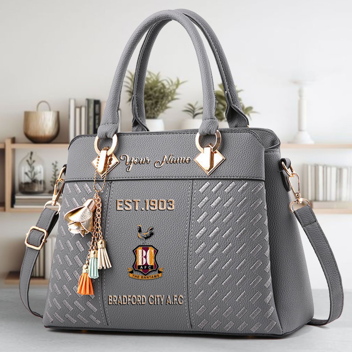 Bradford City Crossbody Zip Handbag With Tassel Custom Name For Women - Image 5