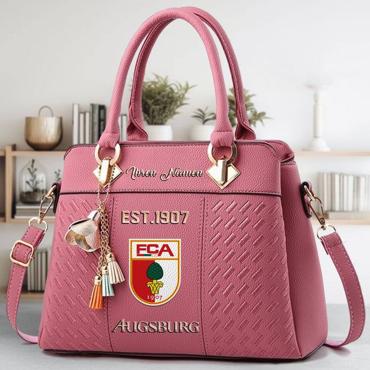 FC Augsburg Crossbody Zip Handbag With Tassel Custom Name For Women - Image 6