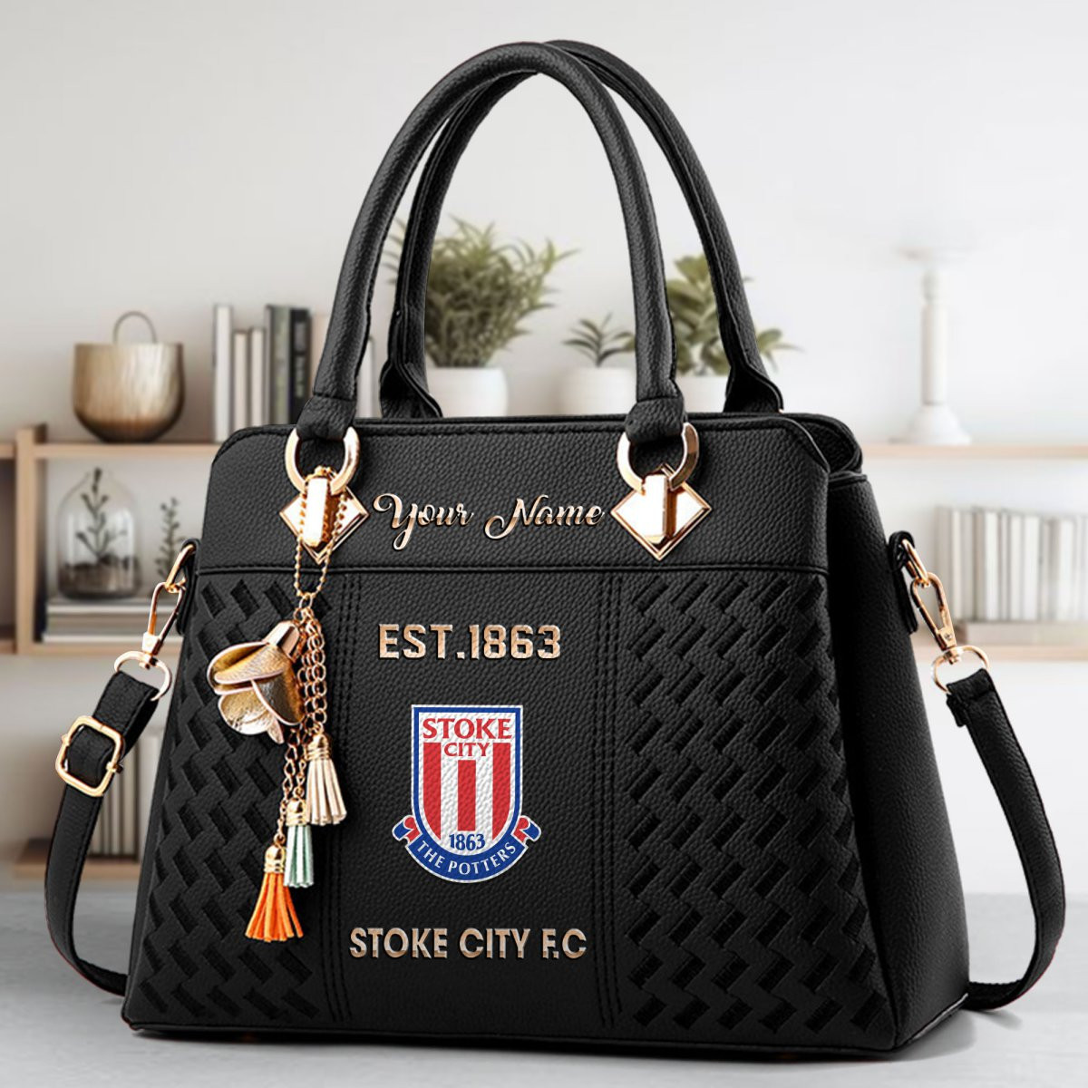 Stoke City Crossbody Zip Handbag With Tassel Custom Name For Women - Image 2