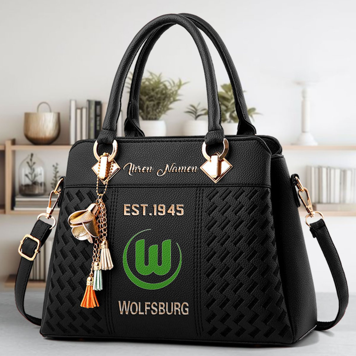 VfL Wolfsburg Crossbody Zip Handbag With Tassel Custom Name For Women - Image 2