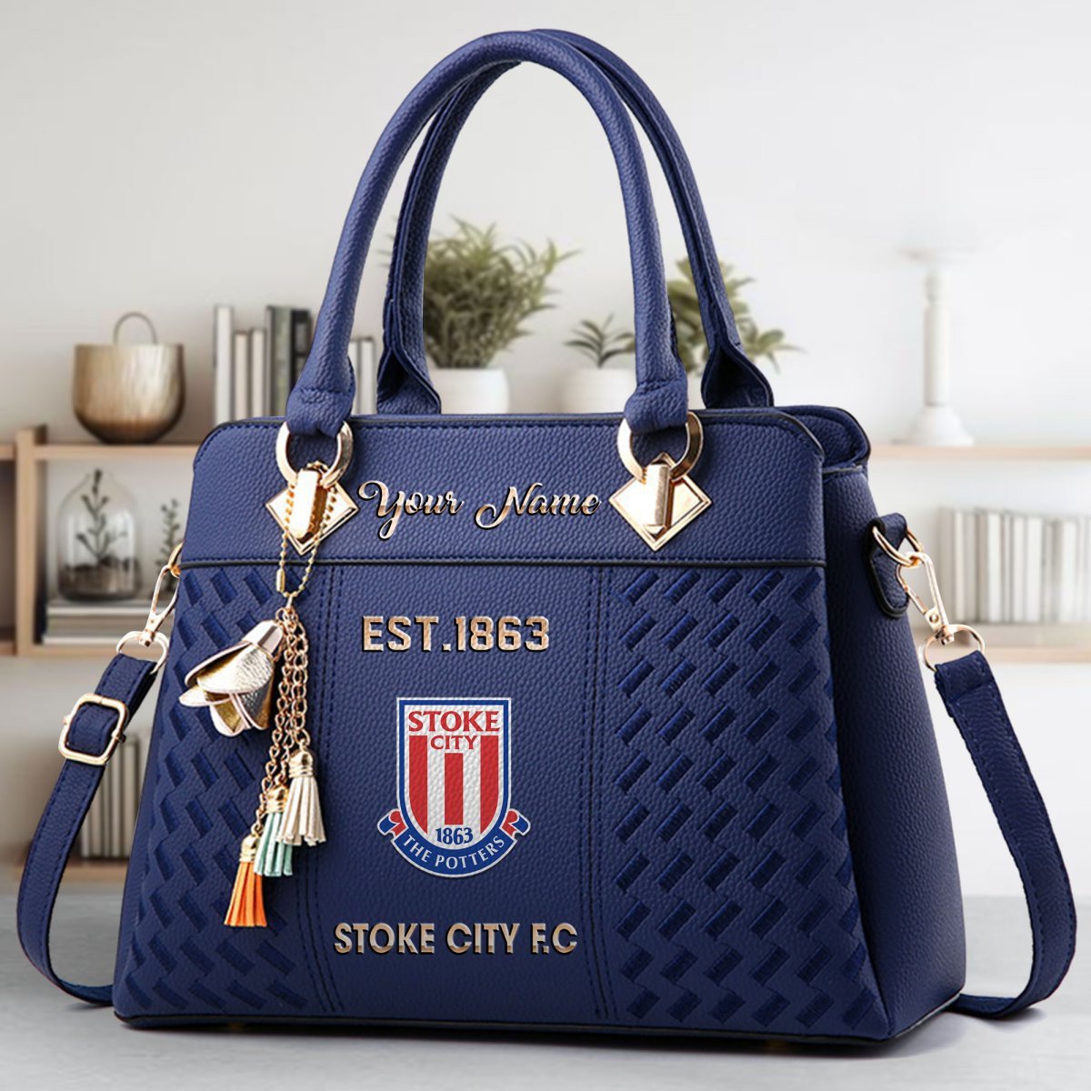 Stoke City Crossbody Zip Handbag With Tassel Custom Name For Women - Image 3
