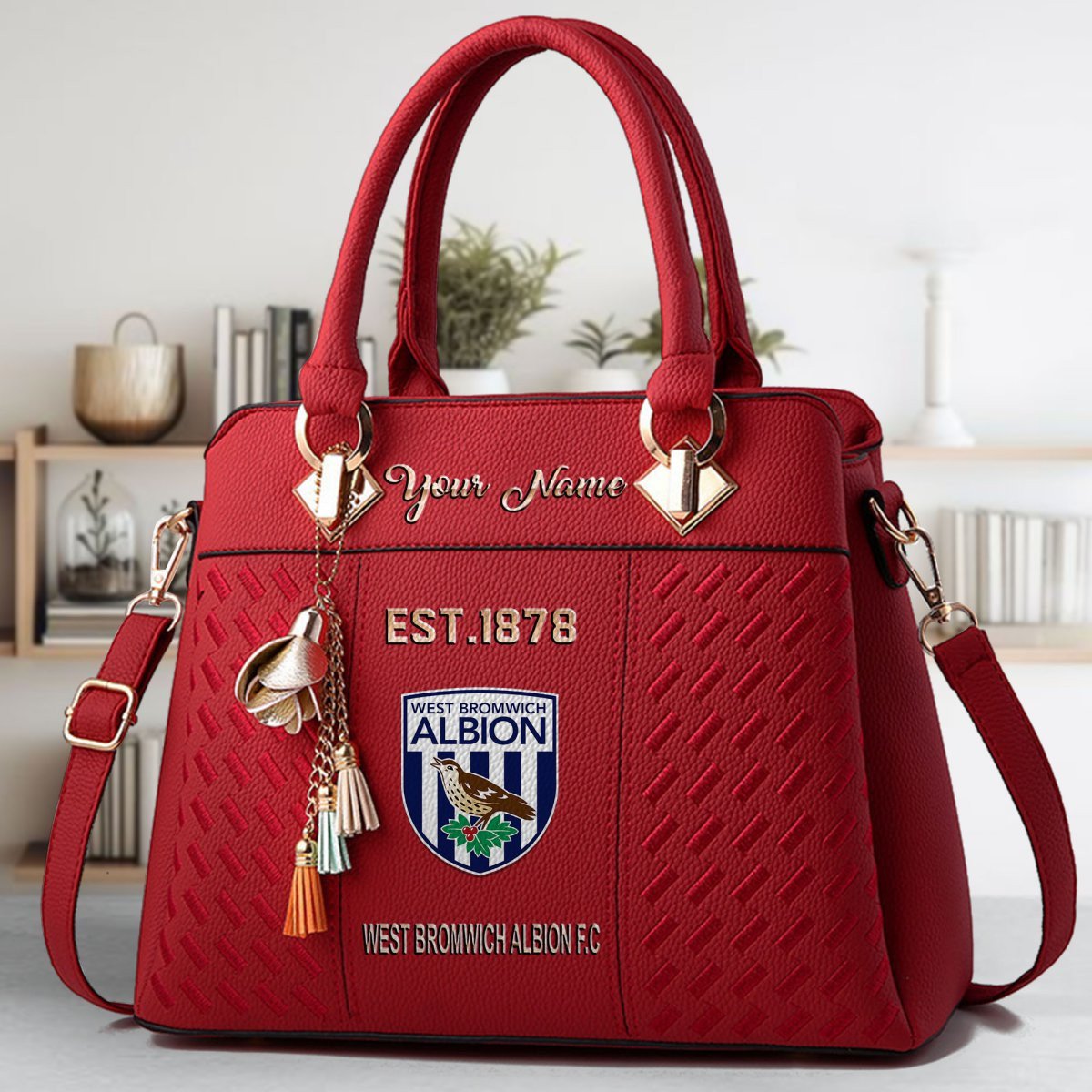 West Bromwich Albion Crossbody Zip Handbag With Tassel Custom Name For Women - Image 3