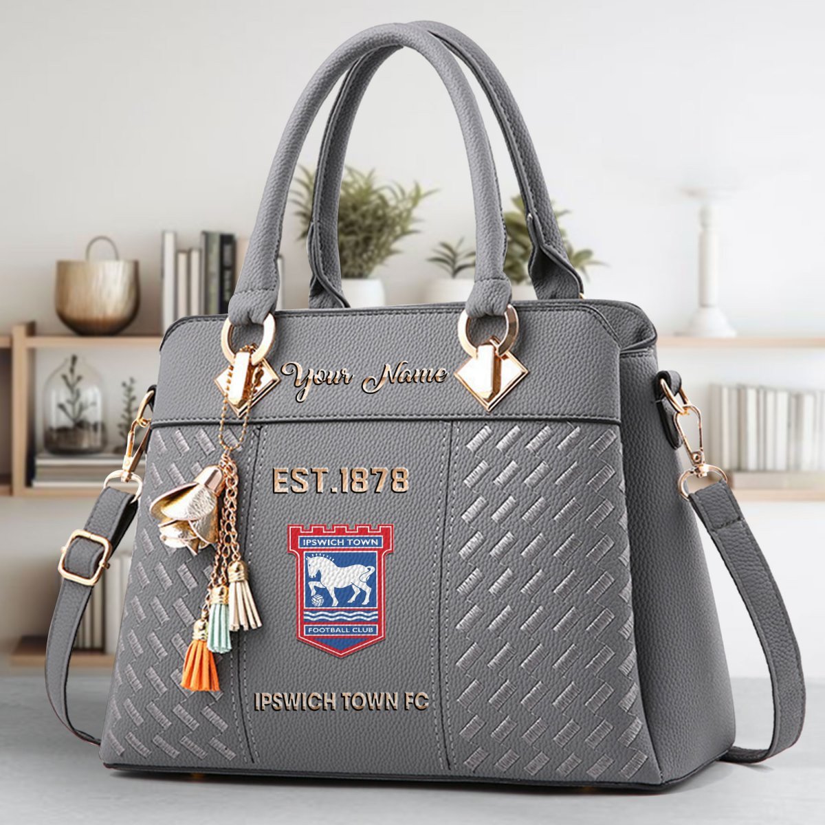 Ipswich Town Crossbody Zip Handbag With Tassel Custom Name For Women - Image 5