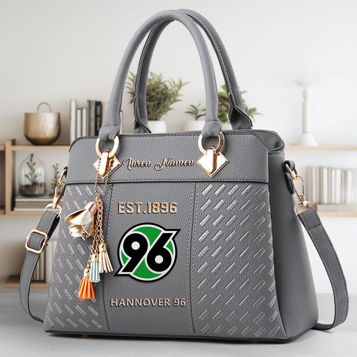 Hannover 96 Crossbody Zip Handbag With Tassel Custom Name For Women - Image 5