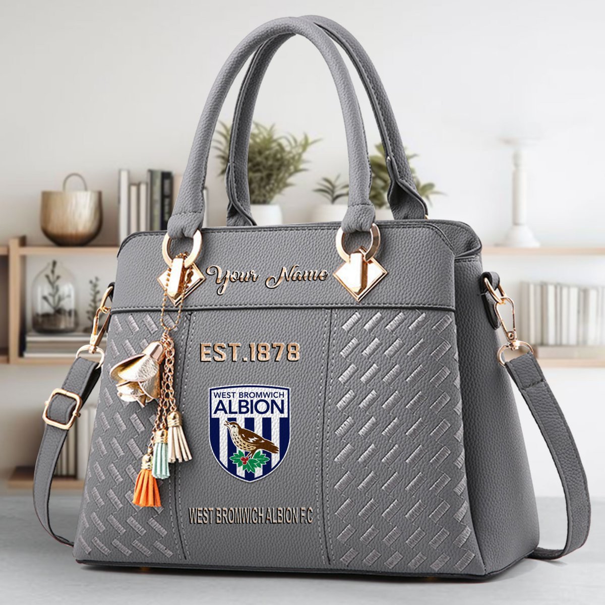 West Bromwich Albion Crossbody Zip Handbag With Tassel Custom Name For Women - Image 5
