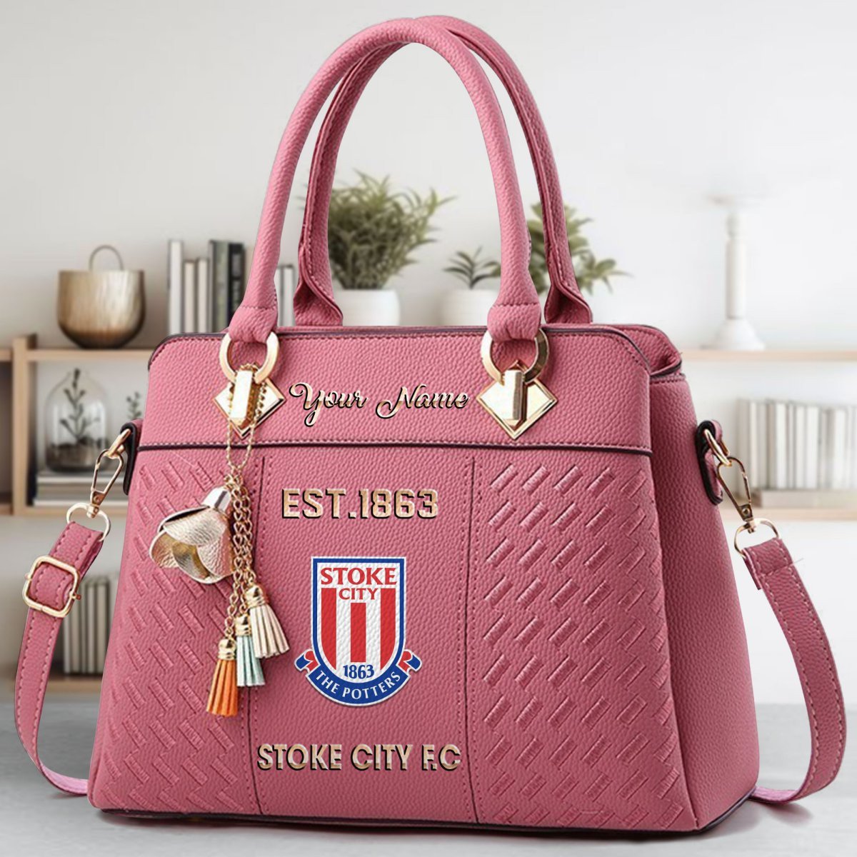 Stoke City Crossbody Zip Handbag With Tassel Custom Name For Women - Image 6