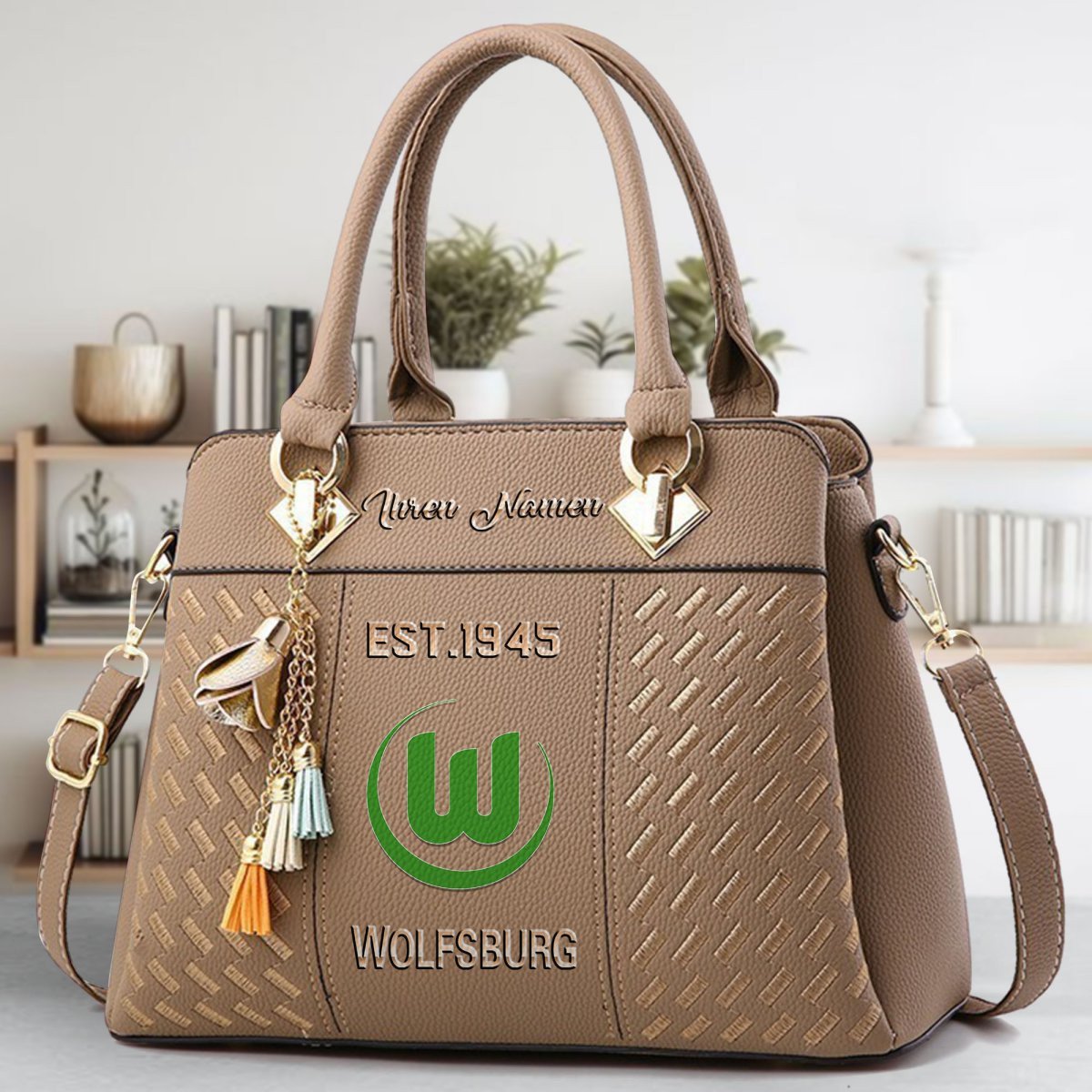 VfL Wolfsburg Crossbody Zip Handbag With Tassel Custom Name For Women - Image 5