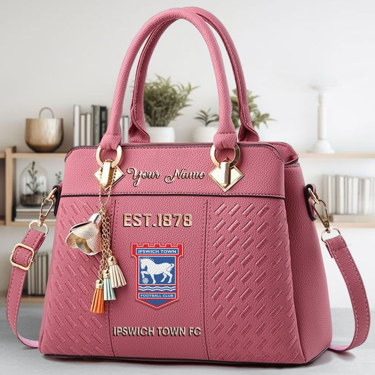 Ipswich Town Crossbody Zip Handbag With Tassel Custom Name For Women - Image 6
