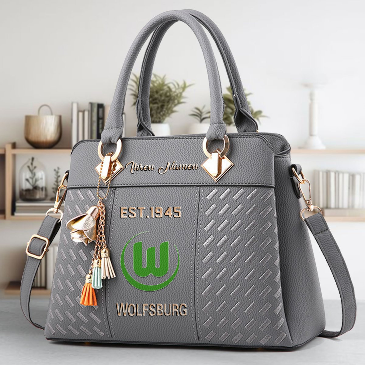 VfL Wolfsburg Crossbody Zip Handbag With Tassel Custom Name For Women - Image 6