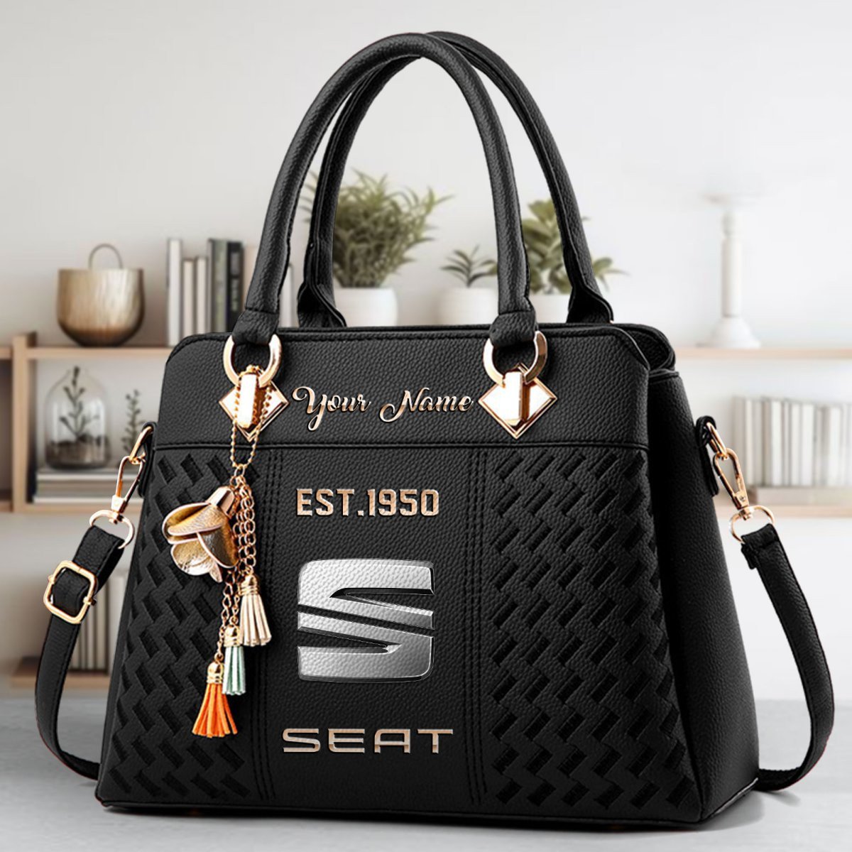Seat Crossbody Zip Handbag With Tassel Custom Name For Women - Image 2