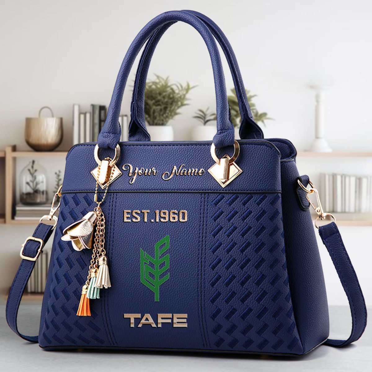 Tafe Crossbody Zip Handbag With Tassel Custom Name For Women - Image 3