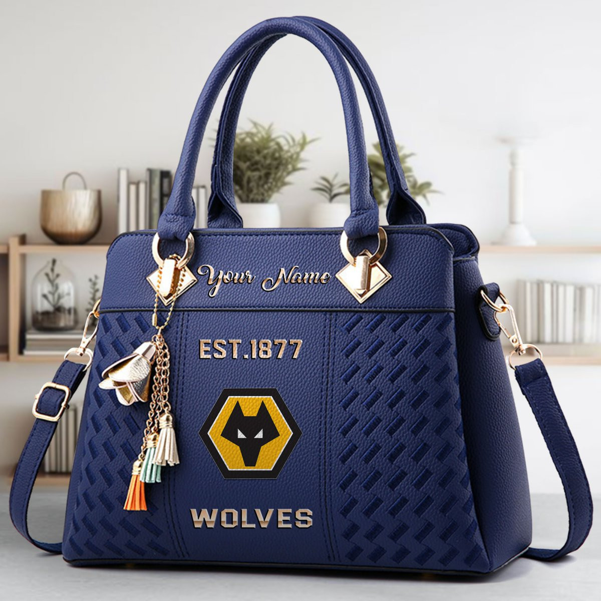 Wolverhampton Wanderers Crossbody Zip Handbag With Tassel Custom Name For Women - Image 4