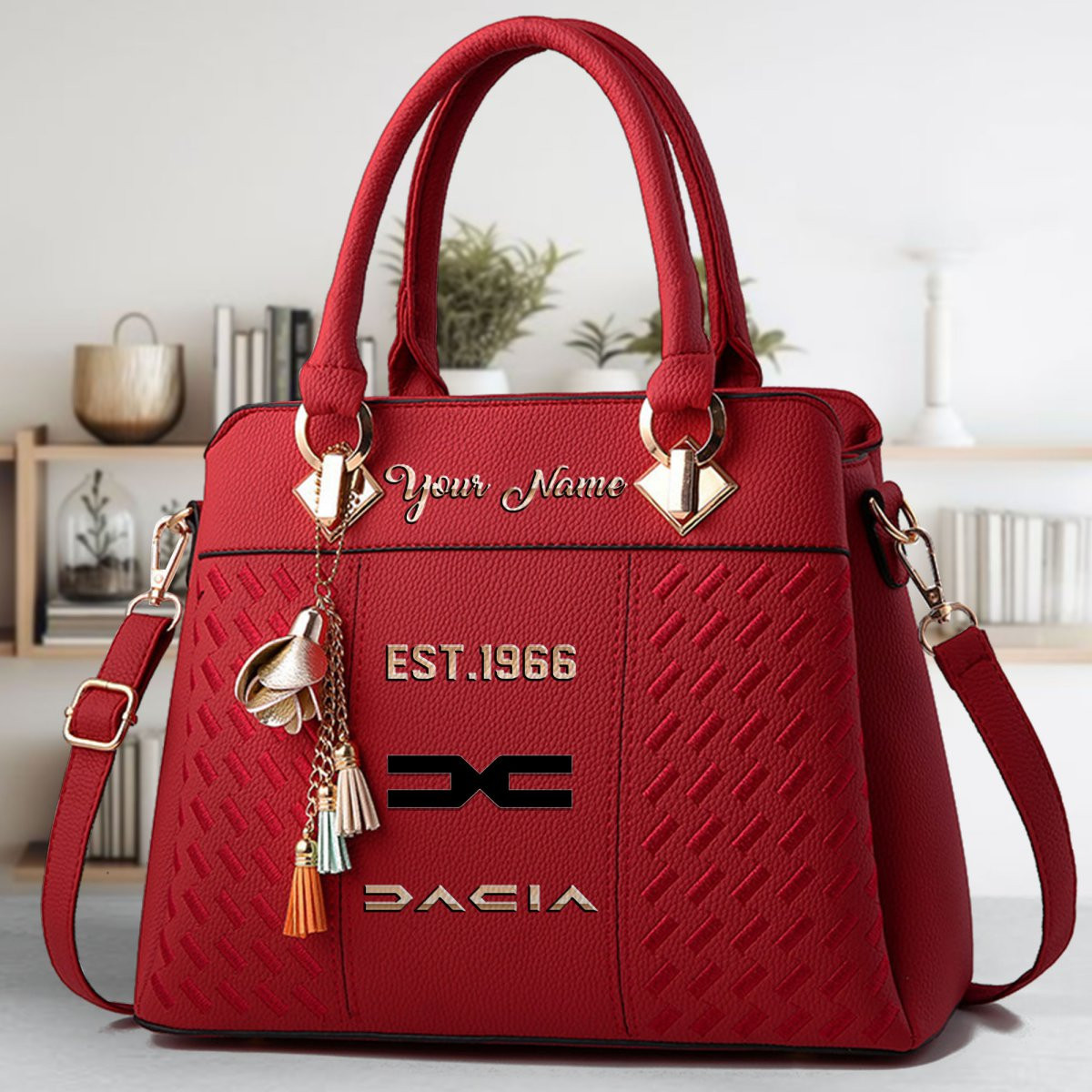 Dacia Crossbody Zip Handbag With Tassel Custom Name For Women - Image 3