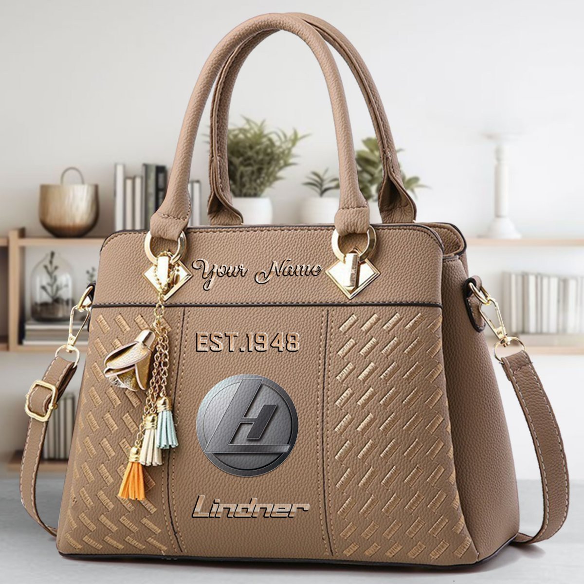 Lindner Crossbody Zip Handbag With Tassel Custom Name For Women - Image 5