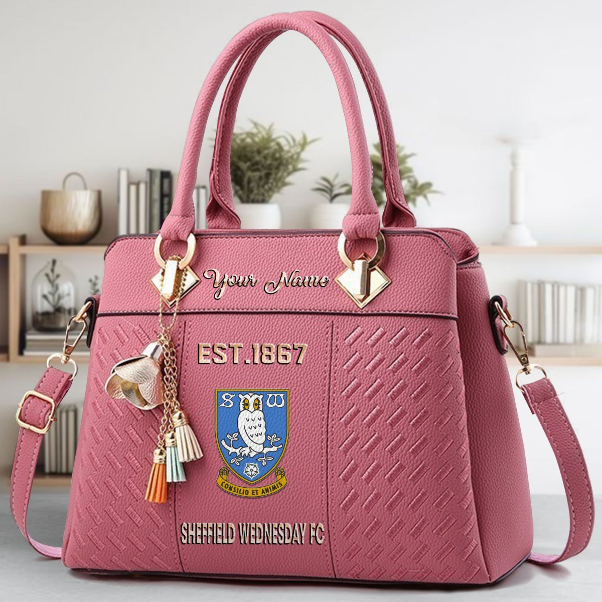 Sheffield Wednesday Crossbody Zip Handbag With Tassel Custom Name For Women - Image 6